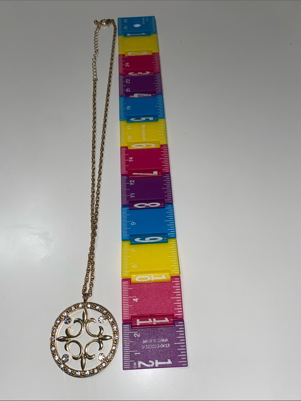 Gold-Tone Crystal Round Pendant Necklace - Picture 3 of 3